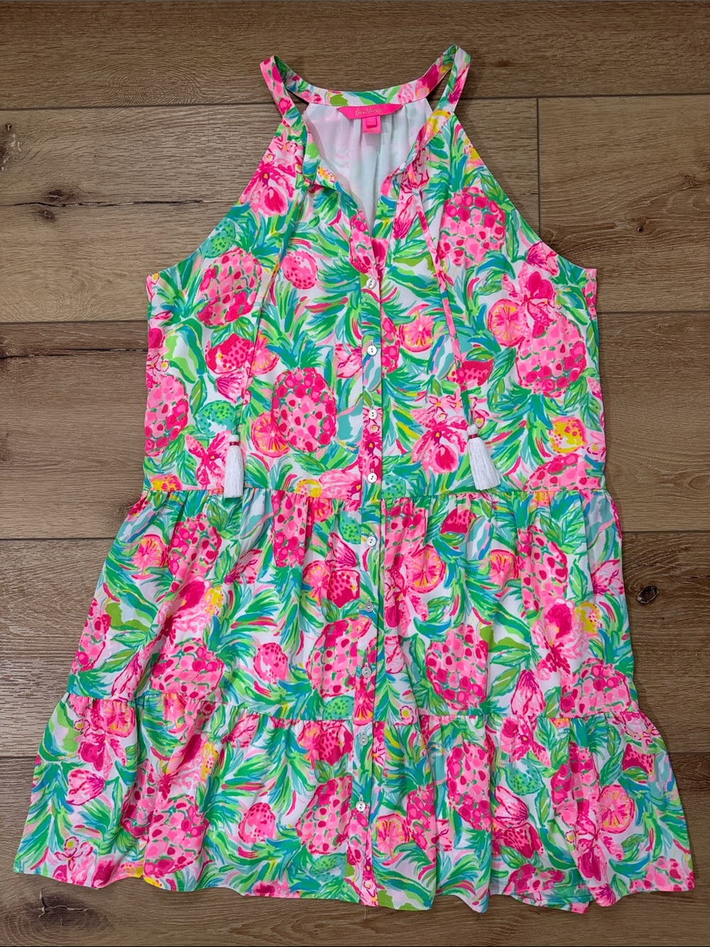 Lilly Pulitzer Carolane Lileeze Halter Swing Dress in Pear Necessitates Print